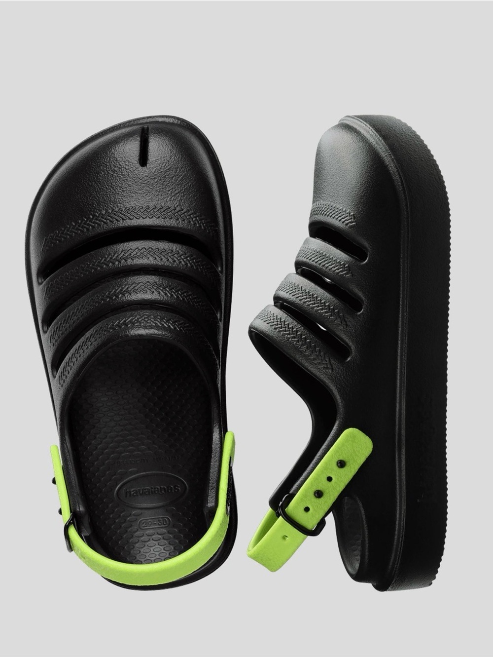 Havaianas Kids Black & Lime Green Sandals Size 13C/1Y EU 31/32
